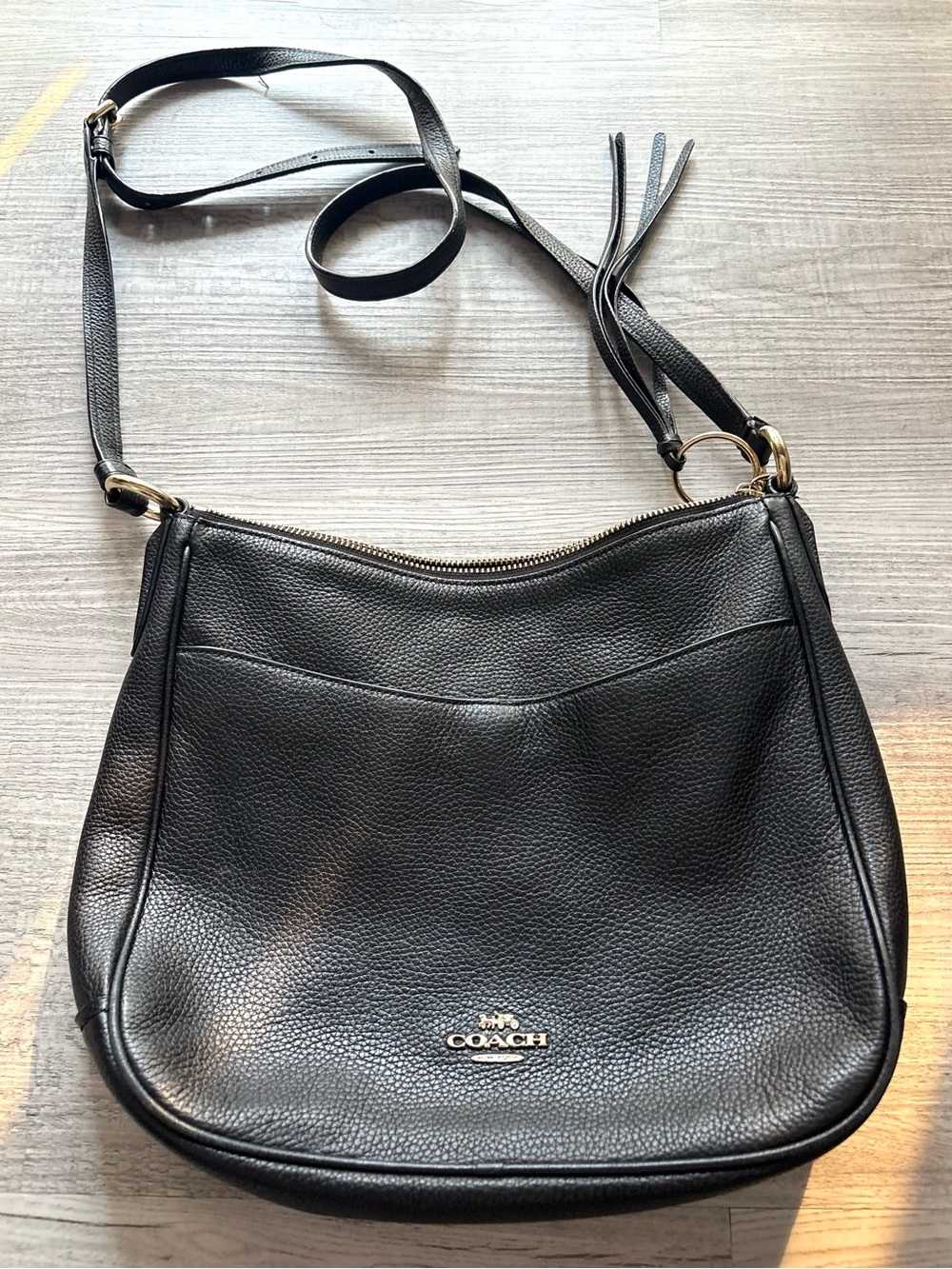 COACH Chaise Crossbody Bag Pebbled Black Leather